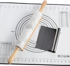 Koville African Natural Marble Rolling Pin, Non-Stick Polished Dough Roller, Pasta, Dumpling, Fondant, Pie Crust, Bread, Pizza Dough, Kitchen Baking Pastry Tools with Mat/Scraper(Grigio Fantasy)