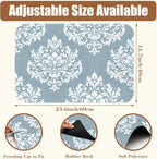 Dish Drying Mat Blue Damask Floral Coffee Bar Mat for Countertop - Absorbent, Rubber Backed, Hide Stain Dish Drainer Rack - Coffee Maker Pot Dining Room Decoration 15.7 x 23.6 Inch