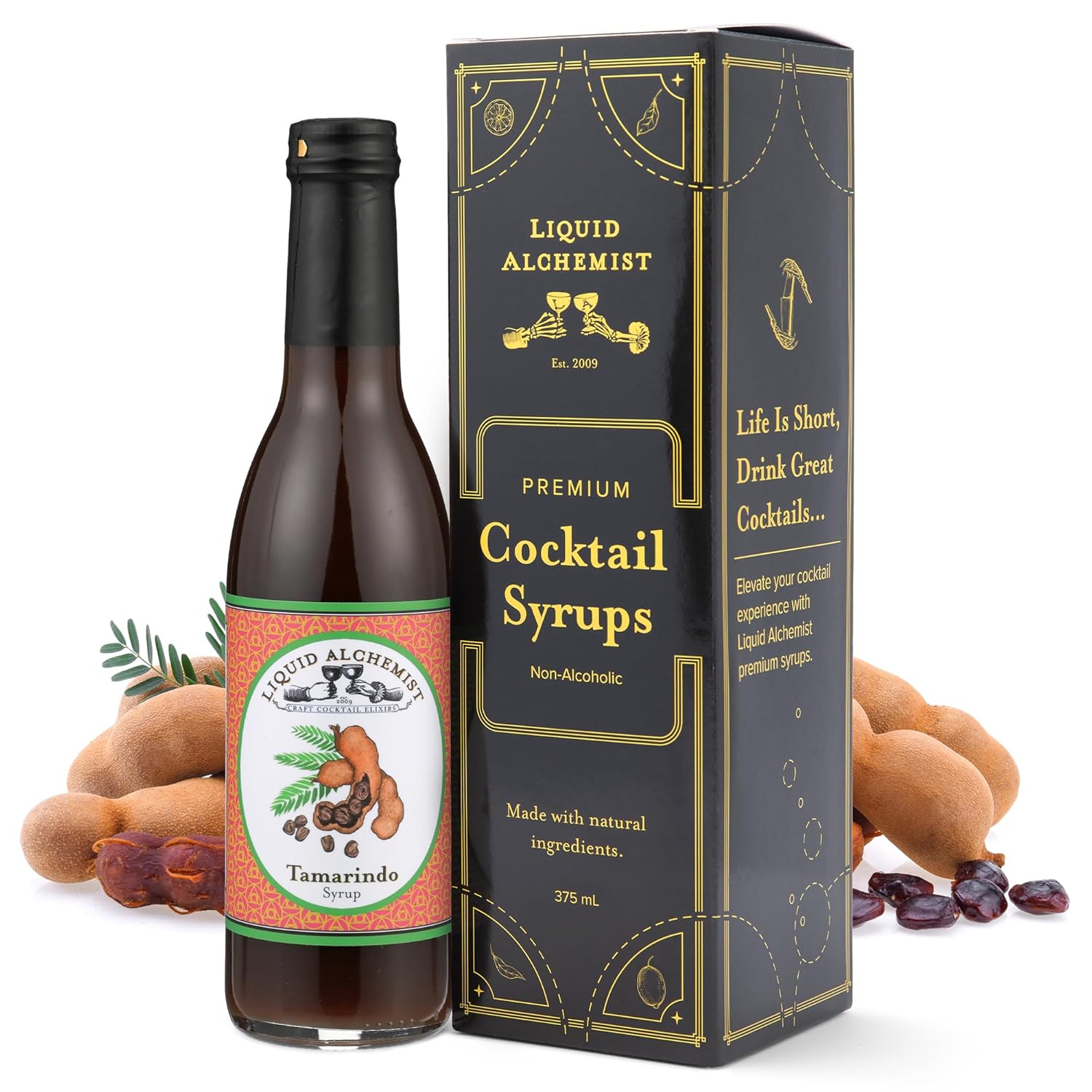 Liquid Alchemist Tamarind Syrup for Cocktails - Real Ingredients Make our Tamarindo Syrup the Perfect Spicy Margarita Mix - Made with Fresh Tamarind Puree & All Natural Tamarind Concentrate (12 oz)