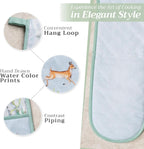 Maison d' Hermine Double Oven Mitts 100% Cotton 7"x35" Double Oven Mitt Heat Resistant BBQ Cooking Gloves with Loop, Baking, Grilling, Home, Kitchen, Handling Hot Pans (Snowy World)