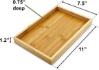 Bam & Boo (1-Pack) Natural Bamboo Rectangle Serving & Vanity Tray - for Kitchen, Bathroom, Countertop, Coffee Table (11" x 7.5" x 1.2")