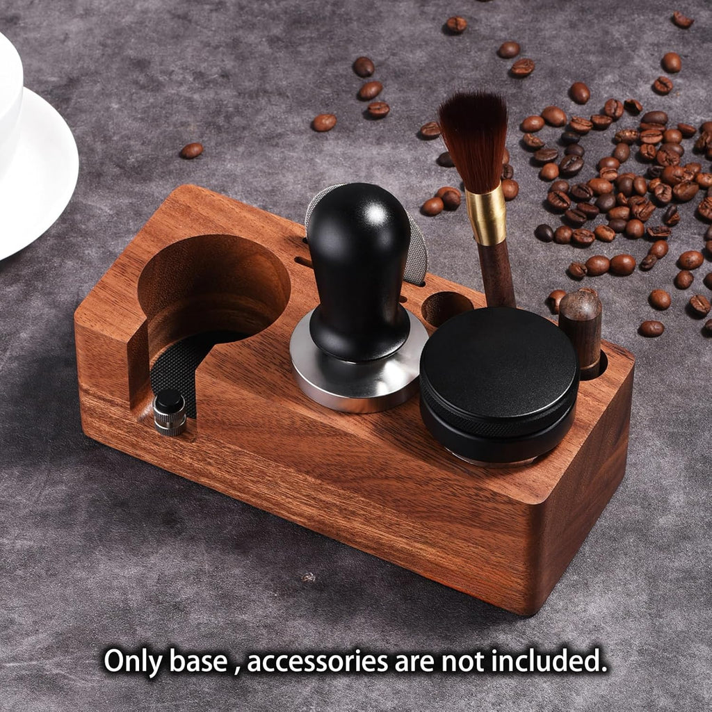 Espresso Tamping Station(51/54MM) Walnut Wood, Espresso Coffee Anti-pressure Pad Stand, Espresso Station,Coffee Tamper Station Organizer for Countertop