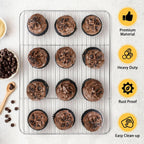 P&P CHEF Cooling Baking Rack Pack of 2, Stainless Steel Cooling Racks for Cooking Baking Roasting Grilling Drying, Dense Wires & Smooth Edge, Easy to clean, Silver, 15.3" x 11.25"