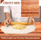 Vesici Reversible Pastry Board with Lip for Rolling Dough Large Wooden Cutting Chopping Kneading Board with Engraved Measurements for Counter Table Top Kitchen(Walnut,24 x 22.8 x 1.5 Inch)