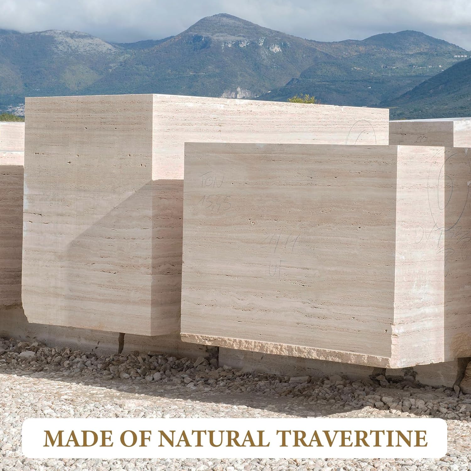 Koville Natural Travertine Marble Cutting Board for Kitchen Counter, 12" x 8" Real Stone Slab Marble Cheese Board for Home Decor, Stone Pastry Boards Bathroom Perfume Tray Candle Plate
