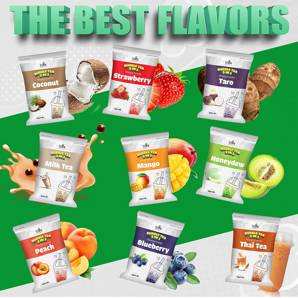 Fusion Select 2.2lb Cookie & Cream Boba Tea Powder Flavored-3-in-1 Drink Powder with Cream & Sugar - Instant Pre-Mixed Beverage for Hot or Cold Blends Yummy Frappes Bubble Tea