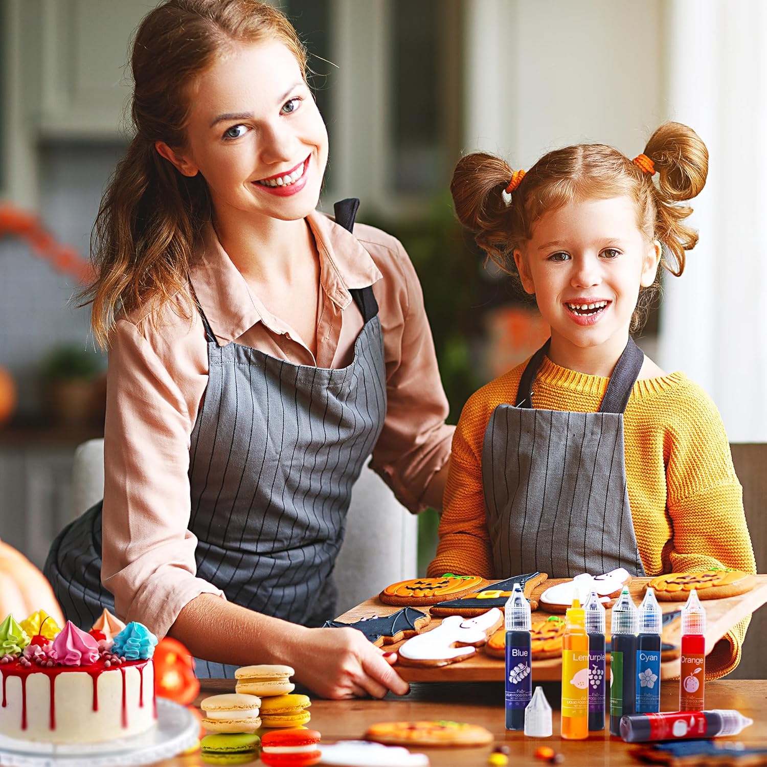 Food Coloring Set - Rainbow Edible Food Color Dye for Baking, Cake Decorating, Royal Icing, Cookie, Fondant and Macaron - 7 x 15g Food Grade Liquid Food Coloring Kit for DIY Slime and Crafts Making