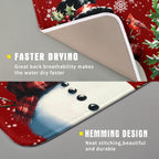 Let It Snow Winter Snowflake Red Dish Drying Mat for Kitchen Counter,Xmas Trees Snowman Cardinal Bird Drying Mat 16 x 18 Inch with High Absorbent Microfiber Drainer Mat for Coffee Bar