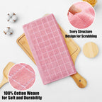 Homaxy 100% Cotton Terry Kitchen Dish Cloths, Ultra Soft and Absorbent Dish Towels for Kitchen, Suitable for Drying and Washing Dishes, 8 Pack, 12 x 12 Inches, Pink