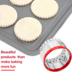 3Pcs Fluted Round Cookie Cutters - 2" & 2.6" & 3", Heavy Duty Food-Grade Stainless Steel, Mini Biscuit Cutter, Unique Design with Protective Red Top PVC