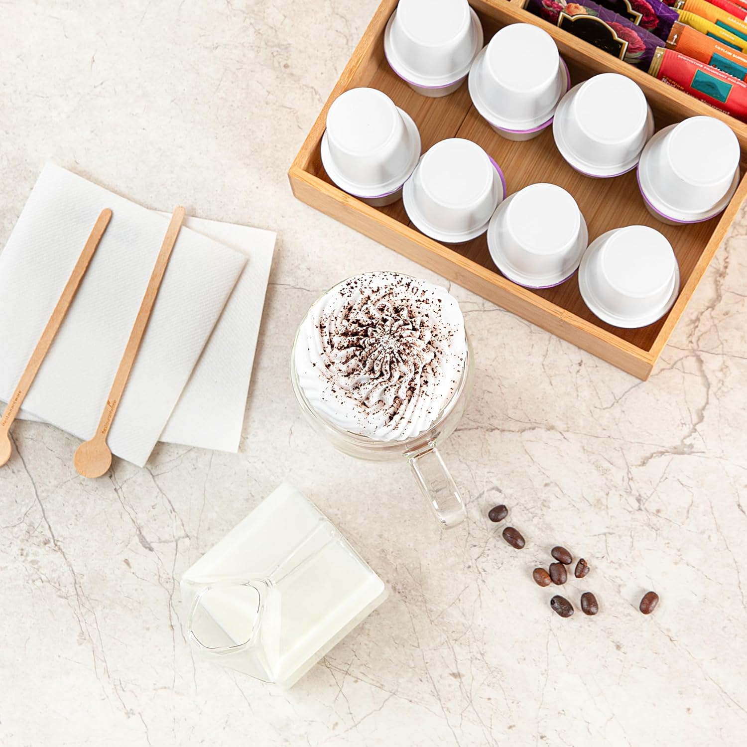 Restaurantware-Forma Professional 11.8 Ounce Glass Coffee Cups, 12 Insulated Coffee Cups With Handle - Dishwashable, Reusable, Clear Double Wall Beverage Tumblers, Freezable For Hot Or Cold Beverages