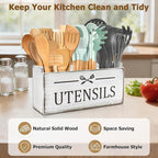 RedCall Wooden Kitchen Utensil Holder for Counter-top,Large Utensil Organizer for Storage Cooking Tool and Silverware,Extra Large Rustic Wood Container (Antique)