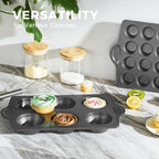 HONGBAKE Nonstick Jumbo Muffin Pan, 2 Pack Large Cupcake Tin for Baking, Cup Cake Tray, 3.5dia, 6 Cup, Premium, Extra Thick, Dishwasher Safe