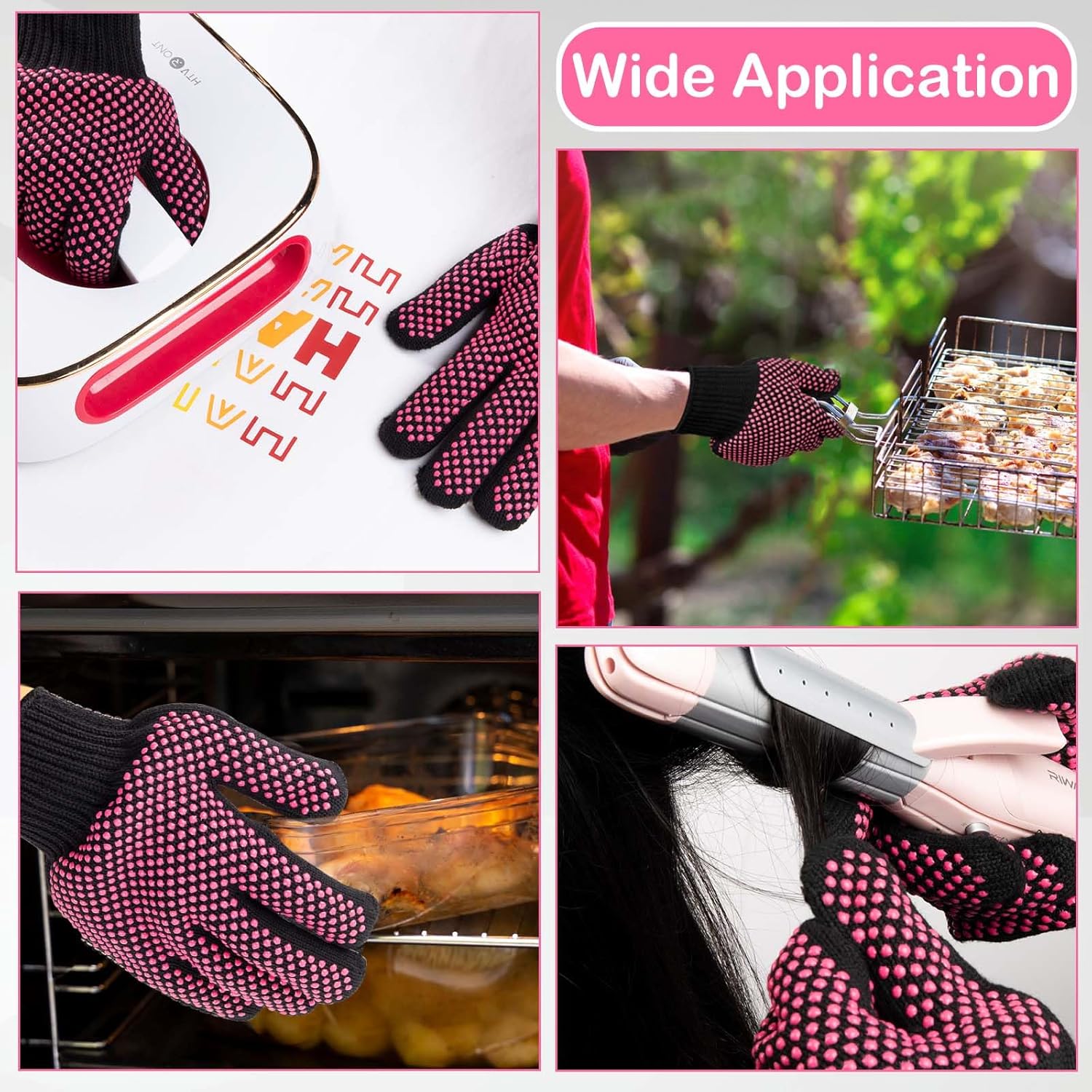 HTVRONT Heat Resistant Gloves for Sublimation - 2Pcs Heat Gloves for Sublimation, Hair Styling, Flat Iron - Thicker and Plus Size, Heat Resistant Work Gloves for Women, Universal Fit - (Plus Size)