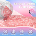 Edible Glitter for Cocktails Cakes Drinks, Rose Gold Edible Glitter, Gold Edible Glitter, Blue Edible Glitter, Purple Edible Glitter, Luster Dust Edible Drink Glitter Spray 4 Colors