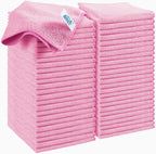 HOMEXCEL Pink Microfiber Cleaning Cloth, 50 Pack Cleaning Towels for Kitchen, Lint Free, Scratch-Free, Highly Absorbent, and Reusable Cleaning Rags for House, Window and Glass, Cars, 11.5 X11.5 inch