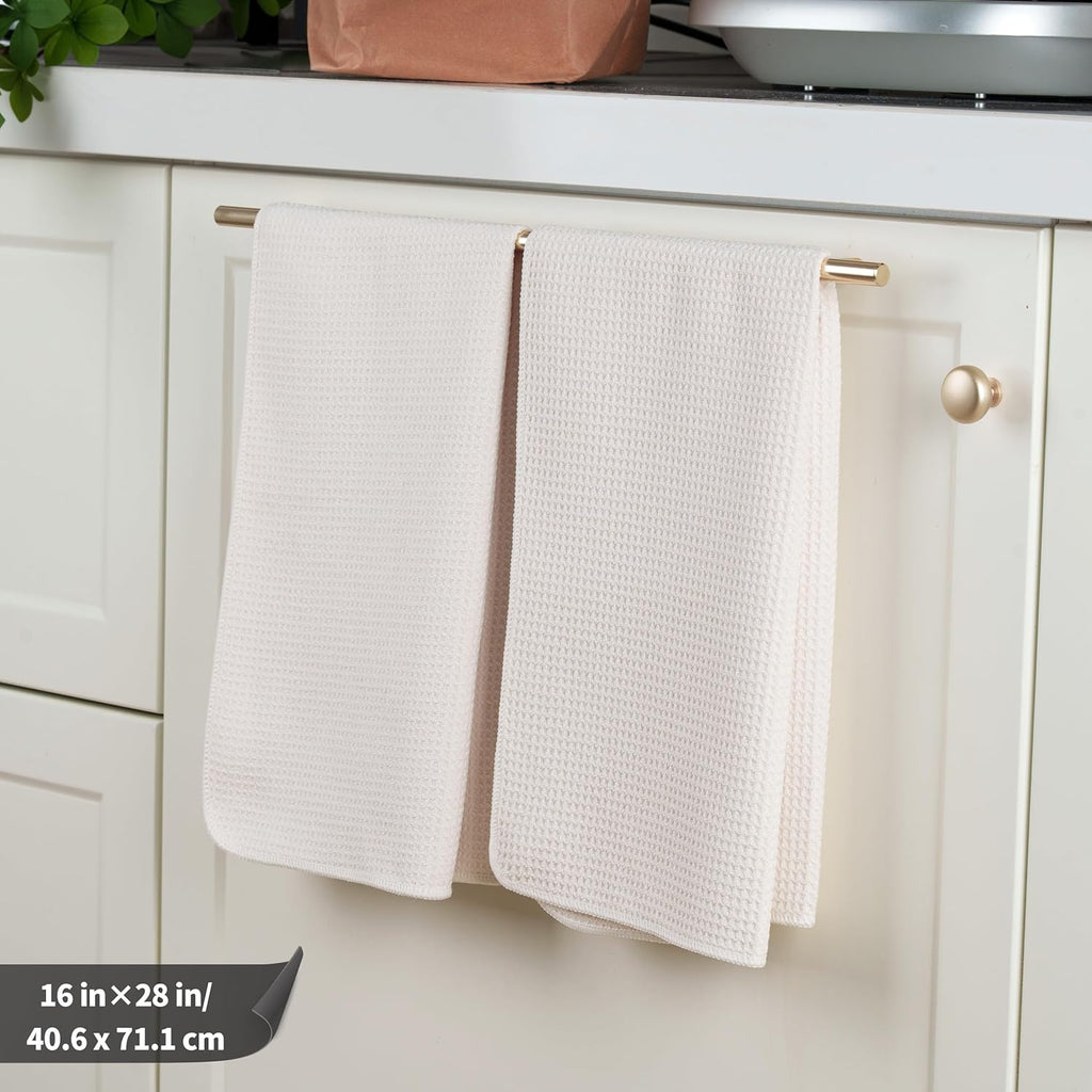 POLYTE Premium Microfiber Kitchen Dish Hand Towel Waffle Weave 12 Pack (16x28 in, Off White)