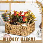 Glenmal Wicker Flatware Storage Basket Utensil Caddy Hand Woven Divided Cutlery Holder Kitchen Utensil Organizer Water Hyacinth Silverware Organizer with Handle for Countertop Party (Rectangular)