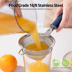 18/8 Stainless Steel Mesh Strainer: U-Taste 3.9 Inch Kitchen Fine Mesh Sieve Food Colander with Riveted Sturdy Silicone Handle and 30 Mesh Hole for Straining Flour, Quinoa, Tea, Juice (Midnight Blue)
