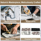 Natural Marble Vanity Tray - Moujings Genuine Marble Perfume Tray for Bathroom Decor, Stone Bathroom Vanity Organizer Tray for Kitchen Counter, Candles, Jewelry, Coffee, Makeup, Key