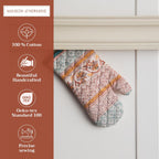 Maison d' Hermine Oven Gloves 100% Cotton Oven Mitt 7" x 13" with Loop Heat Resistant, BBQ, Cooking Gloves, Baking, Grilling, Kitchen, Handling Hot Pans (Pack of 1, Nila)