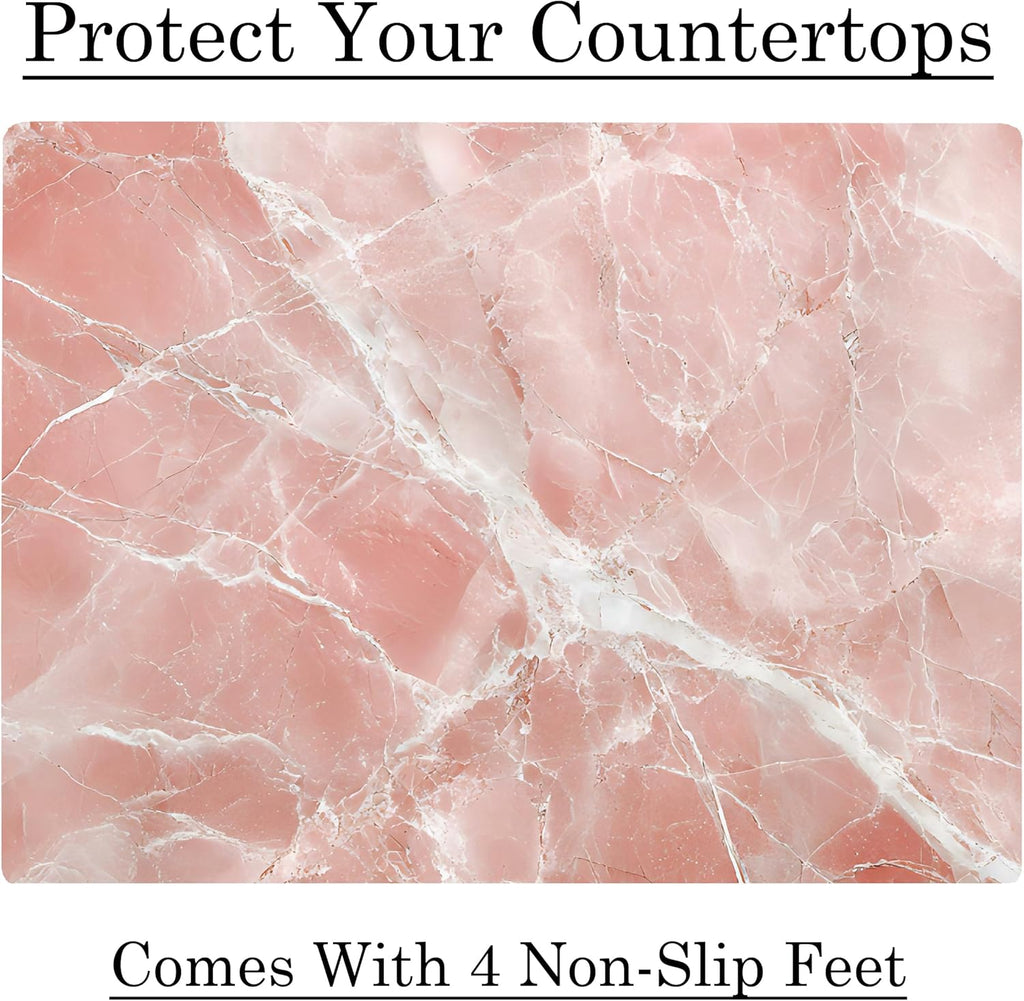 White Pink Rose Quartz Agate Marble Kitchen Glass Cutting Board Ocean Decorative Gift Marbled Granite Stone Rock Gift For Her Mom Wife (White Pink)