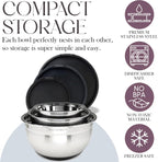 Bellemain Stainless Steel Non-Slip Mixing Bowls with Lids (5 Piece, Silver/Black)
