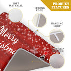 Merry Christmas Tree Red Dish Drying Mat for Kitchen Counter,Winter Snowflake Pine Drying Mat 18 x 24 Inch with Absorbent Reversible Microfiber Dish Drying Pad for Coffee Bar