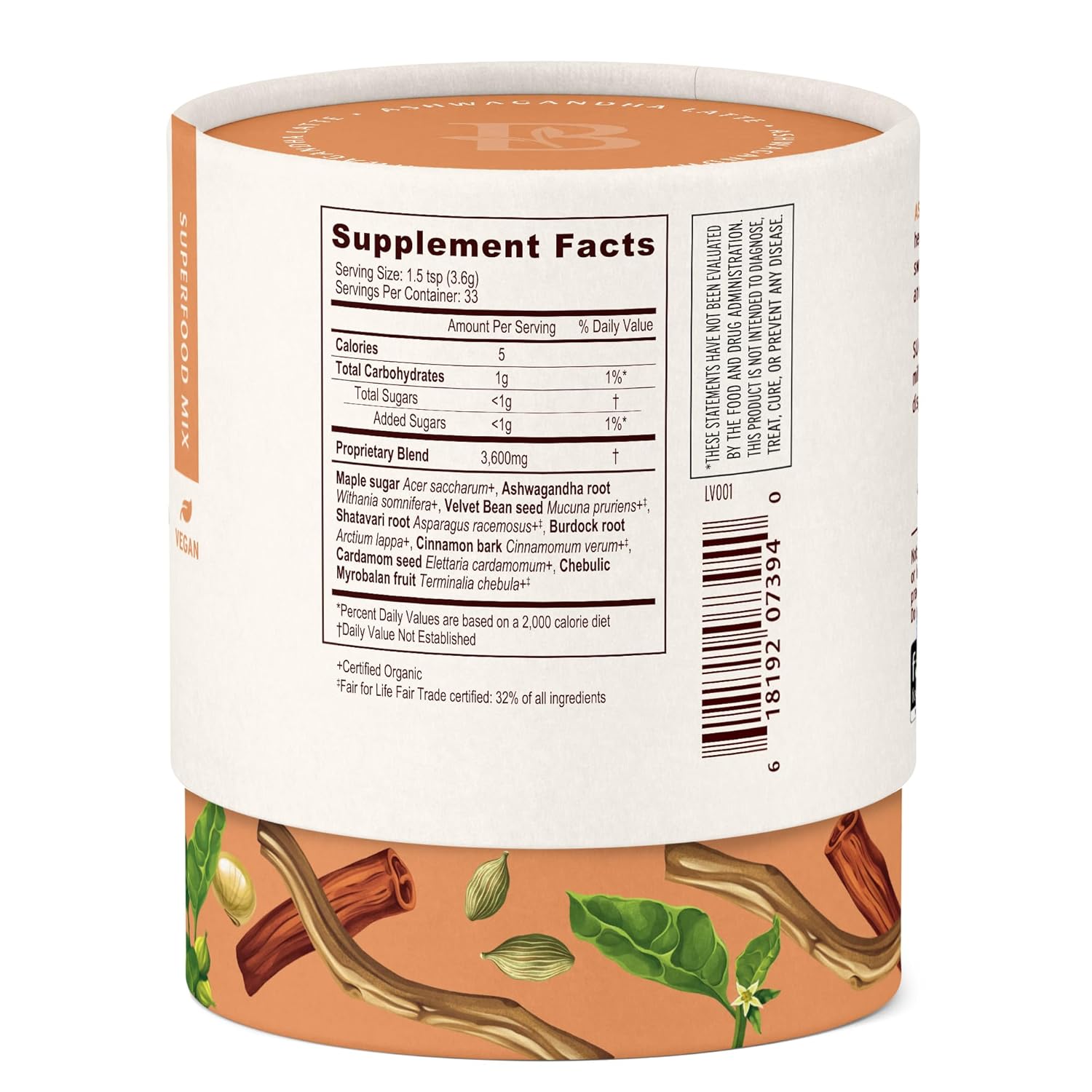 Banyan Botanicals Ashwagandha Latte – Caffeine-Free Organic Herbal Latte Mix – Instant Herbal Adaptogen Drink for Energy, Relaxation, and Nourishment* – 4.2 oz – Non-GMO Sustainably Sourced Vegan