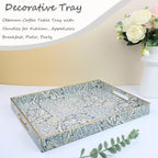 Rectangle Plastic Serving Tray with Handles, Elegant Decorative Tray for Coffee Table, Ottoman, Living Room, Kitchen, and Outdoor Use. 12"*16"*1.6" F