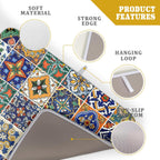 Talavera Mexican Tiles Dish Drying Mat for Kitchen Counter 18x24 Inch Mexican Flower Decorations Dish Draining Mat Mexican Tilt Fast Absorbent Tableware Dishes Pad for Coffee Bar Countertop