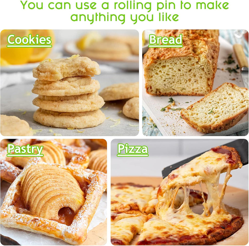 Rolling Pin Dough Roller for Baking with Thickened Non Stick Silicone Metal Handle Rolling Pin Stainless steel Fondant Roller Pin Cookie Pastry Kitchen Accessories 13.8 X 1.5 Inches