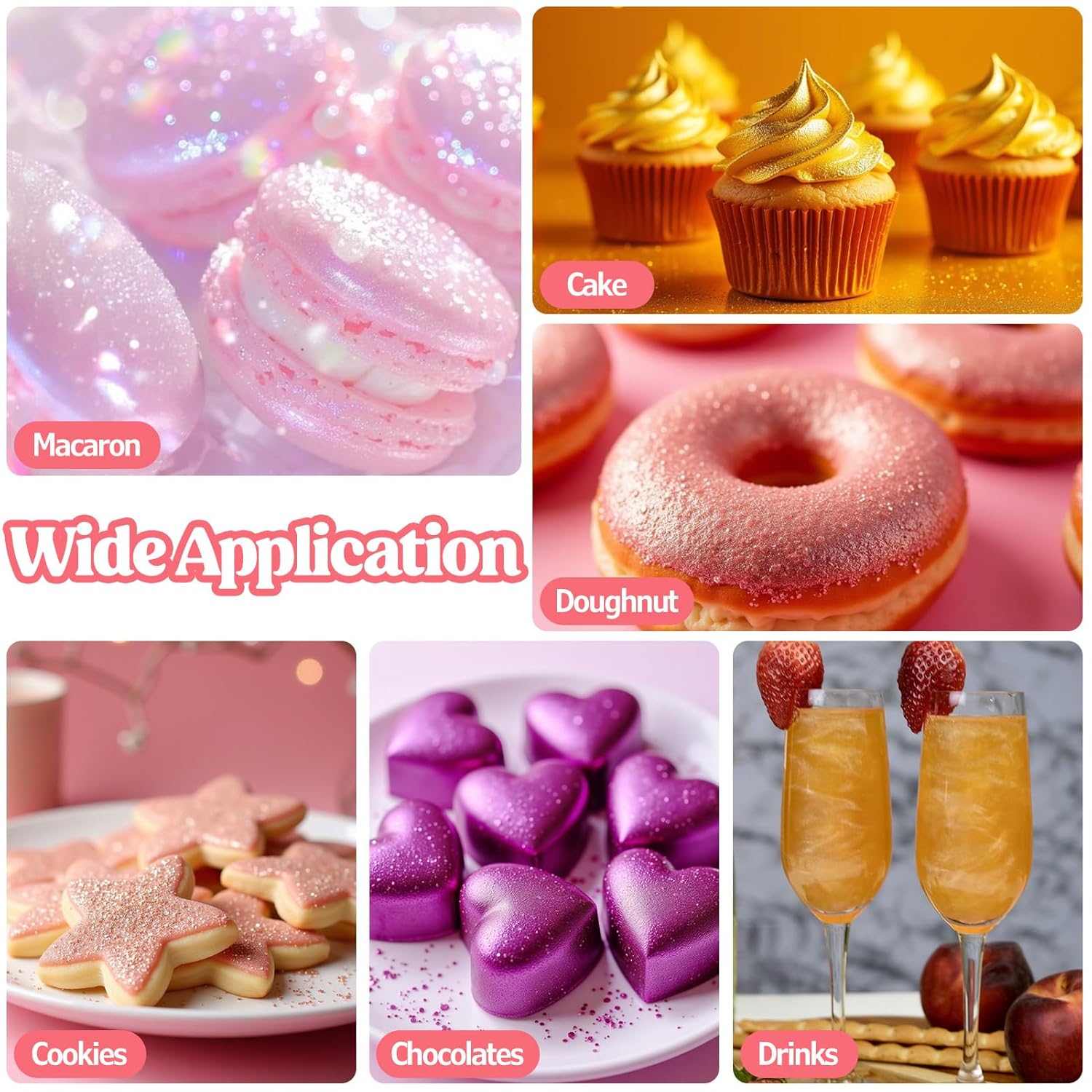 Nomeca Edible Glitter for Drinks Cakes, 8 grams Food Grade Luster Dust Sprinkles Glitter for Cake Decorations, DIY Cocktails, Beverages & Cake Decorating, Dessert Cake Topper (12-Peach Red)