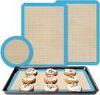 UBeesize 3 Pack Silicone Baking Mats, Non-Stick Oven Liners, Reusable Food Safe Cookie Sheets For Baking, Warp Resistant & Heavy Duty Bakeware Mat For Making Macaroon, Pizza, Cookie, Pastry, Bread