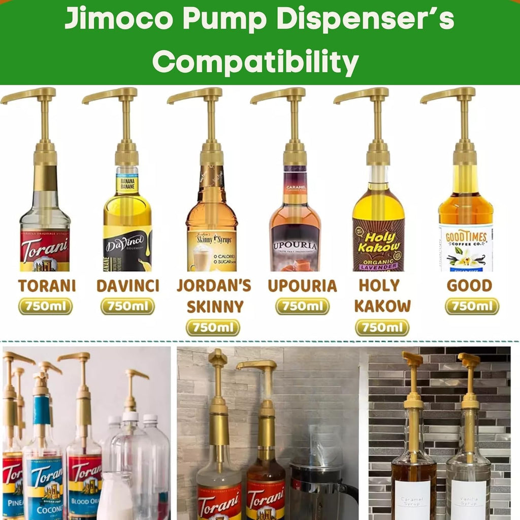 Jimoco® Syrup Pump Dispenser + Torani® Lime Syrup, 25.4 oz - Coffee Syrup Pump & Flavoring Bundle