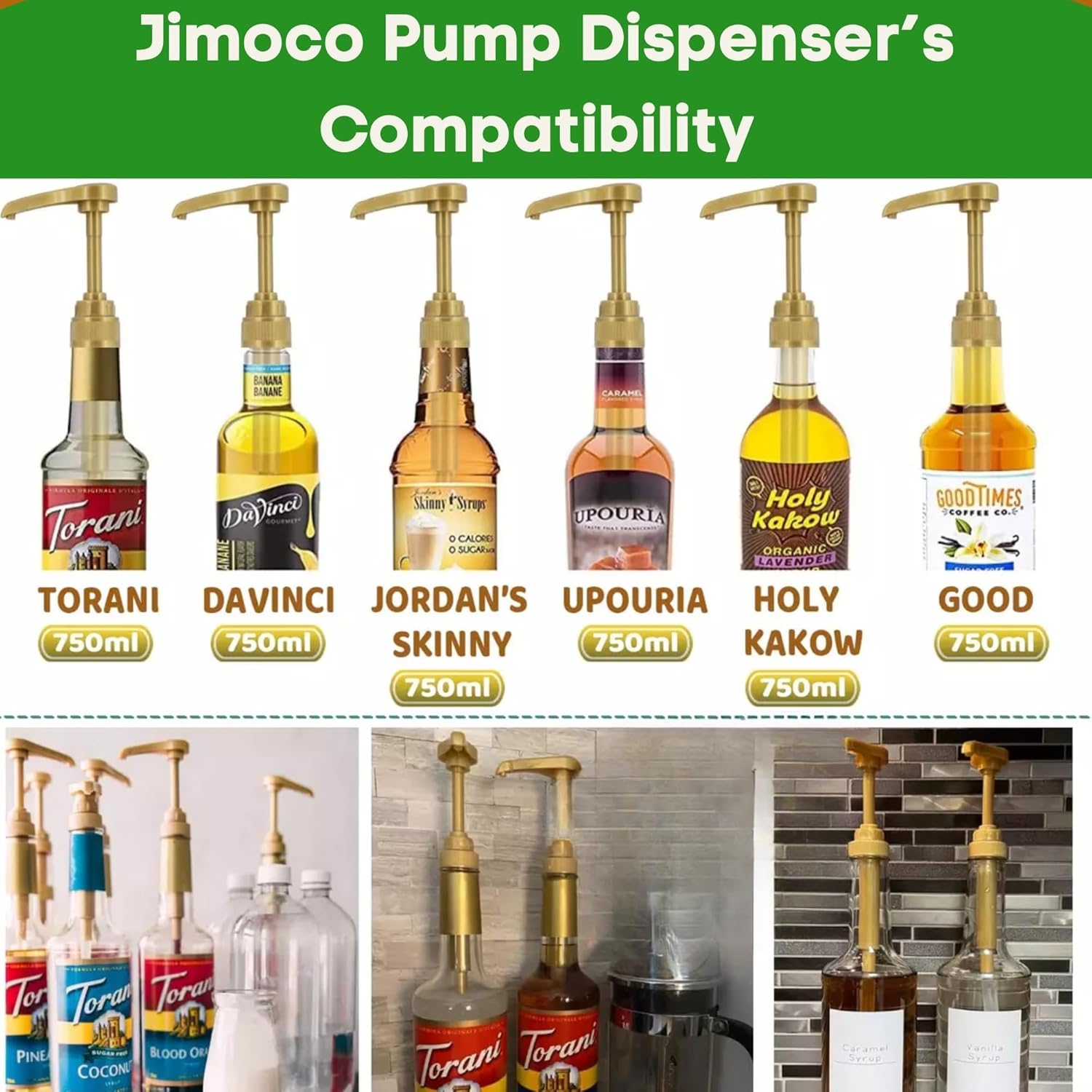 Jimoco® Syrup Pump Dispenser + Torani® Lime Syrup, 25.4 oz - Coffee Syrup Pump & Flavoring Bundle