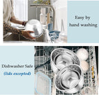 TeamFar Mixing Bowls, Stainless Steel Nesting Salad Bowls with Lids Set of 3 & 3 Grater Attachments, For Mixing/Serving/Storing, Non-toxic & Long-lasting, Size 4.6/3 / 1.5 QT, Navy Blue