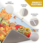 Autumn Pumpkin Red Truck Dish Drying Mat for Kitchen Counter,Fall Leaves Sunflower Cue Dog Harvest Drying Mat 18 x 24 Inch Microfiber Dish Drying Pad Dish Rack Drainer Mat for Coffee Bar