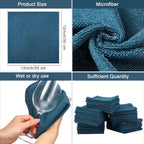 Tenare 100 Count12'' x 12'' Microfiber Cleaning Cloths Reusable Cleaning Rags Bulk Microfiber Towels Softer Highly Absorbent Washcloths for House Kitchen Car Window(Teal)