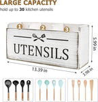 RedCall Wooden Kitchen Utensil Holder for Counter-top,Large Utensil Organizer for Storage Cooking Tool and Silverware,Extra Large Rustic Wood Container (Antique)