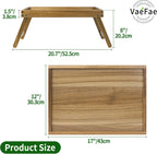 VaeFae Acacia Bed Table Tray, Wooden Breakfast Tray with Folding Legs, Bed Tray for Eating and Laptop, Eating Trays for Bedroom, (2 Pack)