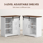 HOMCOM Farmhouse Coffee Bar Cabinet, 33" Buffet Sideboard with Sliding Barn Door and Adjustable Shelf, Kitchen Buffet Cabinet, White