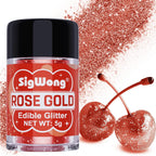Rose Gold Edible Glitter - 5g Food Grade Cake Decorating Shimmering Glitter, Edible Sprinkle Luster Dust for Drinks, Chocolates, Fondant, Strawberries, Cupcakes, Candy, Cookie - Vegan