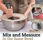 Priority Chef Stainless Steel Mixing Bowls with Lids Set - Premium 30Pcs with 6pc Metal Bowl Set for Kitchen, 3 Graters, Airtight Lids, Non-Slip Bases & Silicone Utensils, Khaki