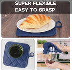 Oven Mitts and Pot Holders Set, Pack of 4, Heat Resistant Silicone Kitchen Mini Oven Mittens for 500 Degrees, Mini Oven Gloves and Hot Pads for Baking Grilling Barbecue Microwave Machine Washable