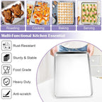 E-far Large Baking Sheet with Wire Rack (2 Pans + 2 Racks), 20 x 14 Inch Stainless Steel Cookie Pans Tray & Cooling Rack for Baking, Non Toxic & Heavy Duty & Rust Free, Oven & Dishwasher Safe