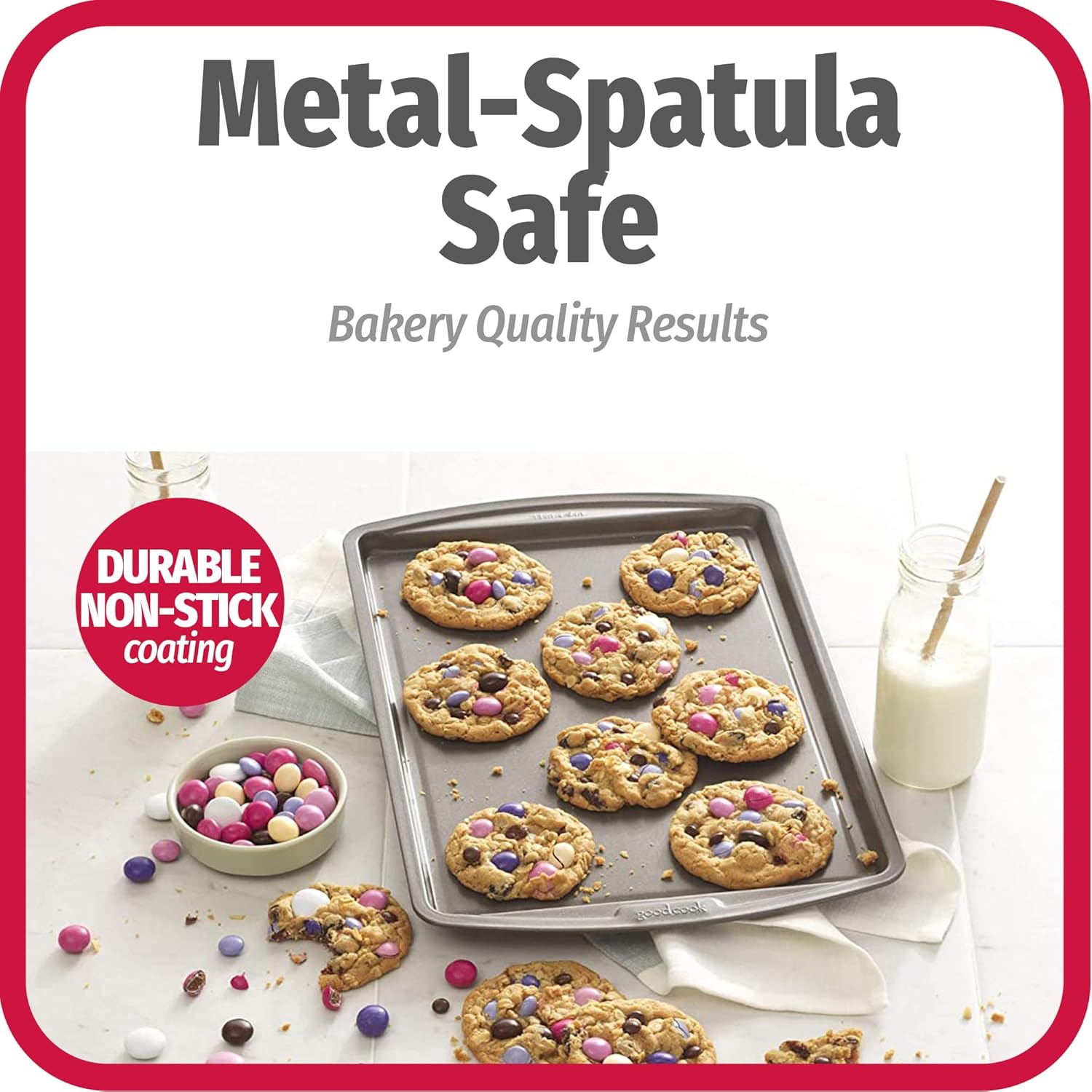 GoodCook Everyday Nonstick Carbon Steel 13” x 9” Baking Sheet Set, 3 Pack – Standard-Sized Carbon Steel Cooking Pans, Bakeware Set, Cookie Sheets for Baking, Oven Pan Set