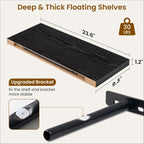 Fun Memories Floating Shelves for Wall, 24 Inch Rustic Wood Wall Mounted Shelves for Bathroom, Bedroom, Living Room, Deep Floating Shelves for Storage & Home Decor (Black, Set of 2)