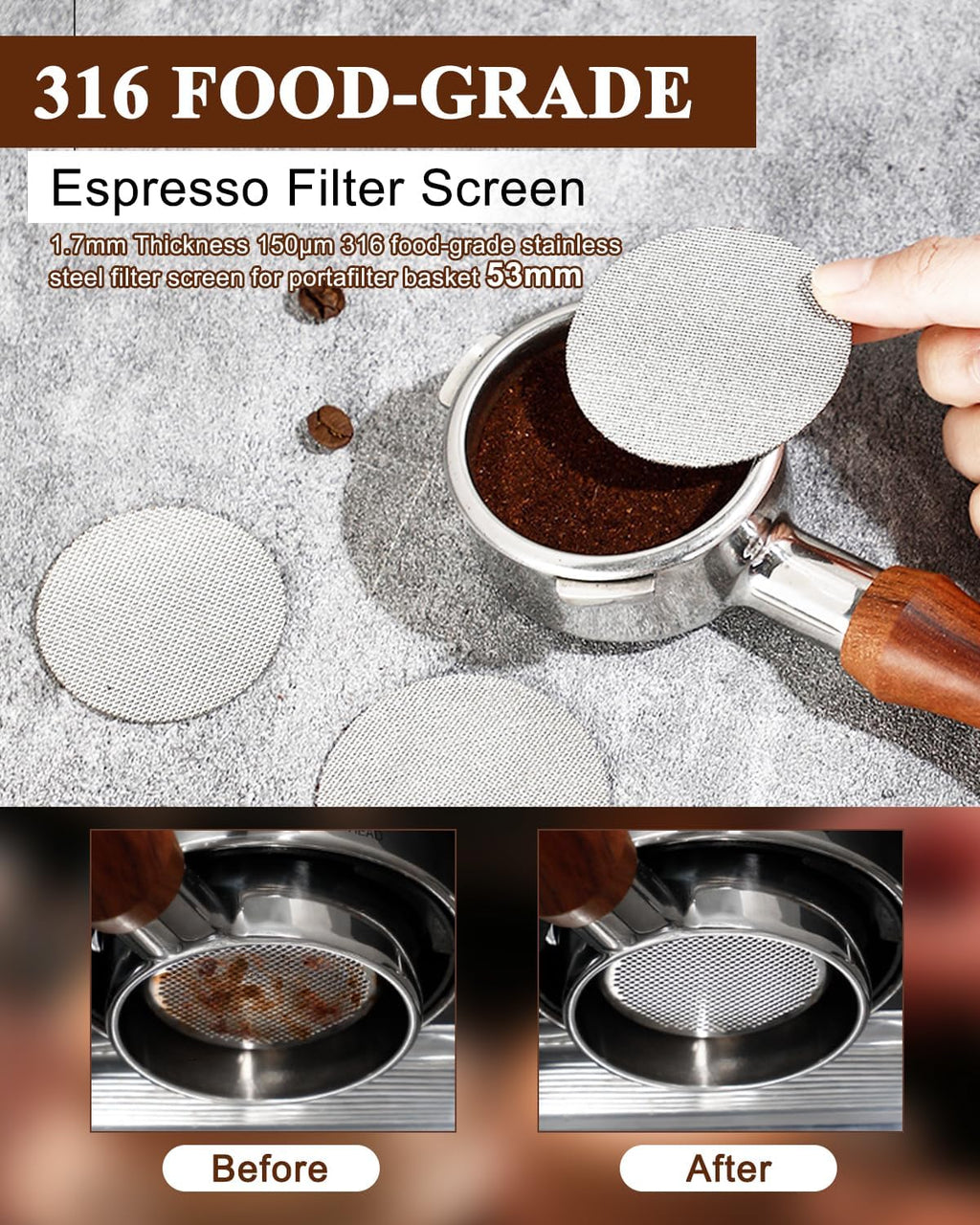 Espresso Accessories Kit, 53mm Espresso Tampera and Dosing Funnel Set, WDT Tool Espresso, 53.5mm Puck Screen, Tamper Mat, Coffee Espresso Accessories Kit for 51 mm Portafilter Barista Tools