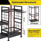 GIOTORENT 5 Tier Garden Tool Organizer, Metal Yard Tools Storage Rack, Garage Storage and Organization, Heavy Duty Garden Tool Organizer for Garage, Yard, Patio, Shed, Indoors and Outdoors, Black